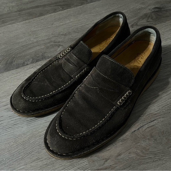 Sperry Gold Cup Men Exeter Brown Suede Penny Loafers STS12202 10.5 Leather Upper - Picture 2 of 8